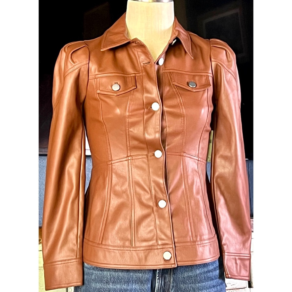Anthropologie Faux Leather Corset Jacket 0